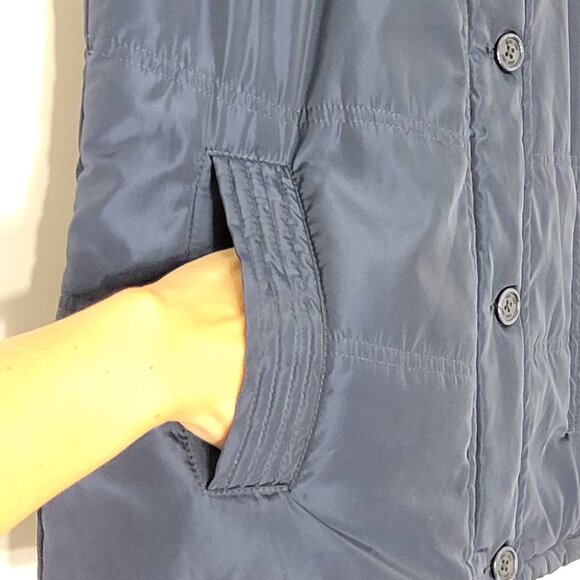 Abril Women's Blue Casual Sleeveless Button & Zipper Front Puffer Jacket Size M - Picture 4 of 13